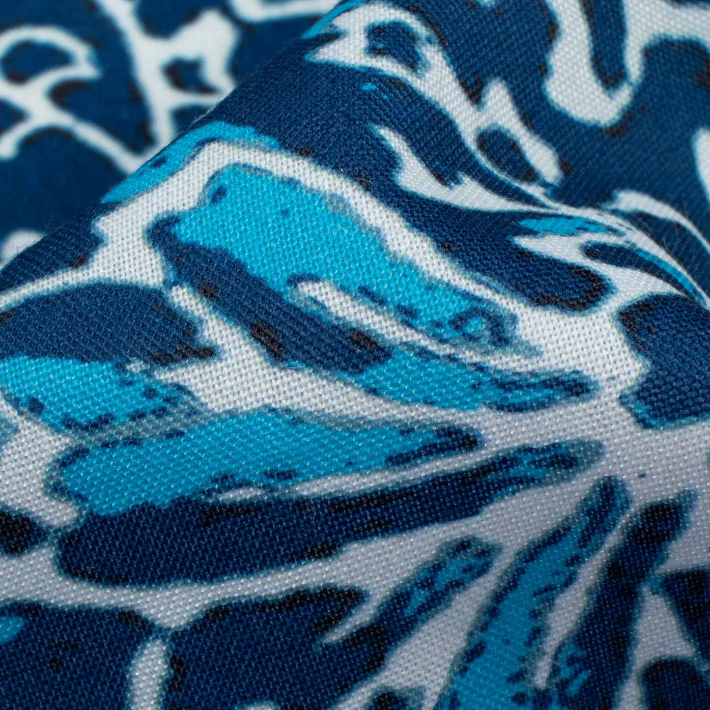 Blue And White Indigo Pattern Digital Print Rayon Fabric