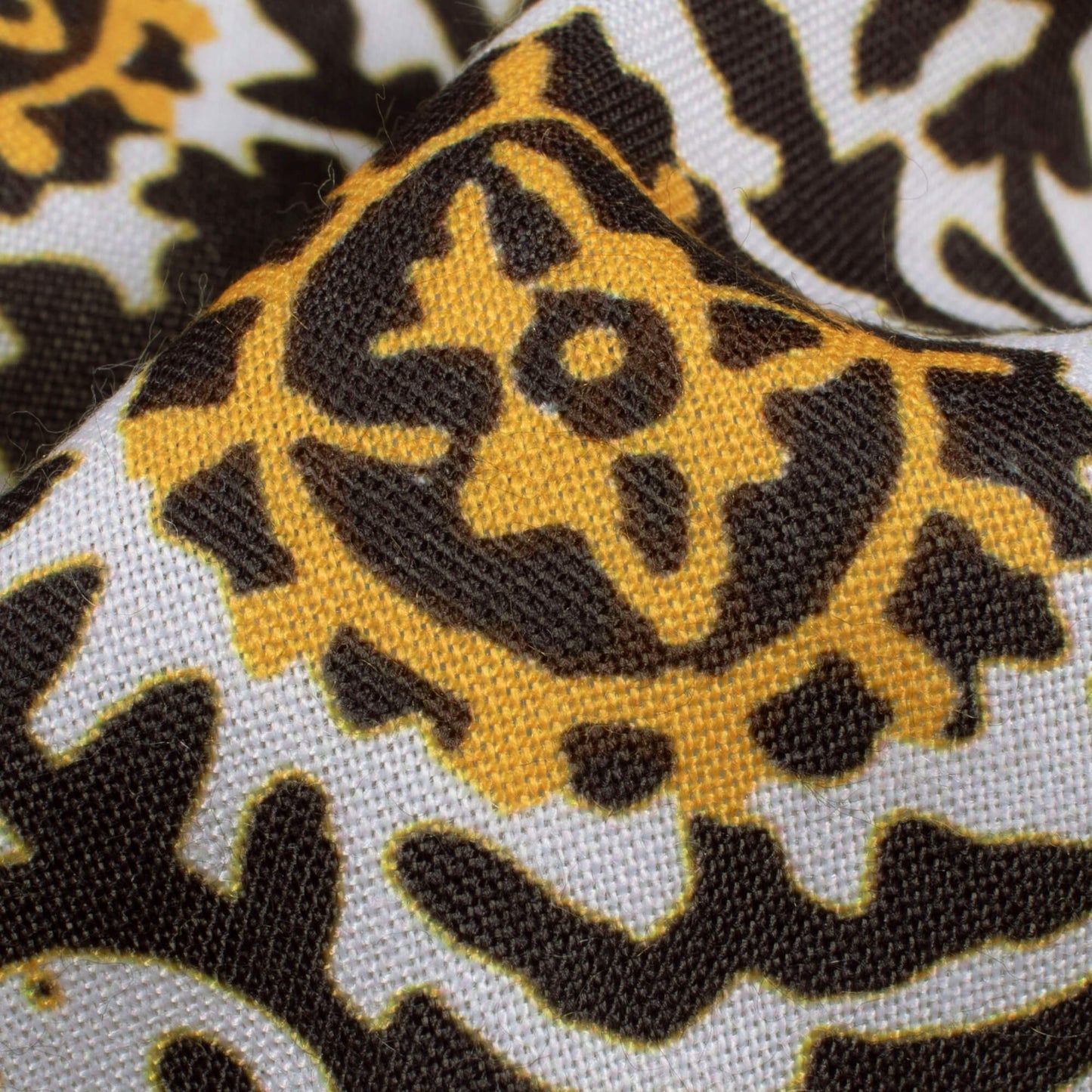 Black And Yellow Floral Pattern Digital Print Rayon Fabric