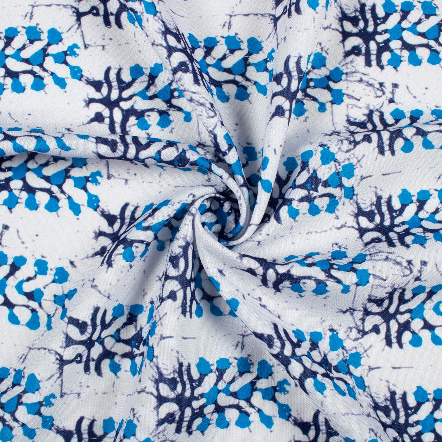Pastel Blue And Steel Blue Booti Pattern Digital Print Rayon Fabric