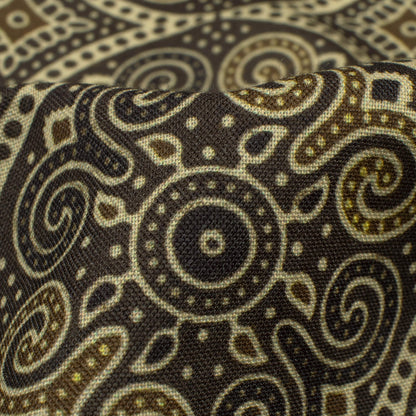Army Green And Camel Brown Ajrakh Pattern Digital Print Rayon Fabric