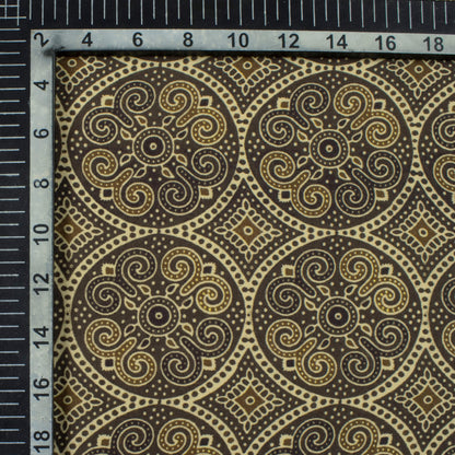 Army Green And Camel Brown Ajrakh Pattern Digital Print Rayon Fabric