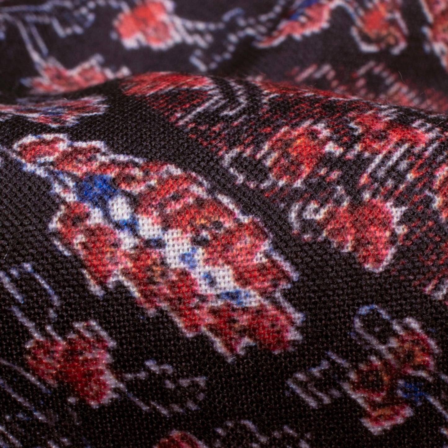 Yale Blue And Red Paisley Pattern Digital Print Rayon Fabric