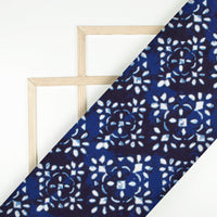 Blue And White Indiigo Pattern Digital Print Rayon Fabric