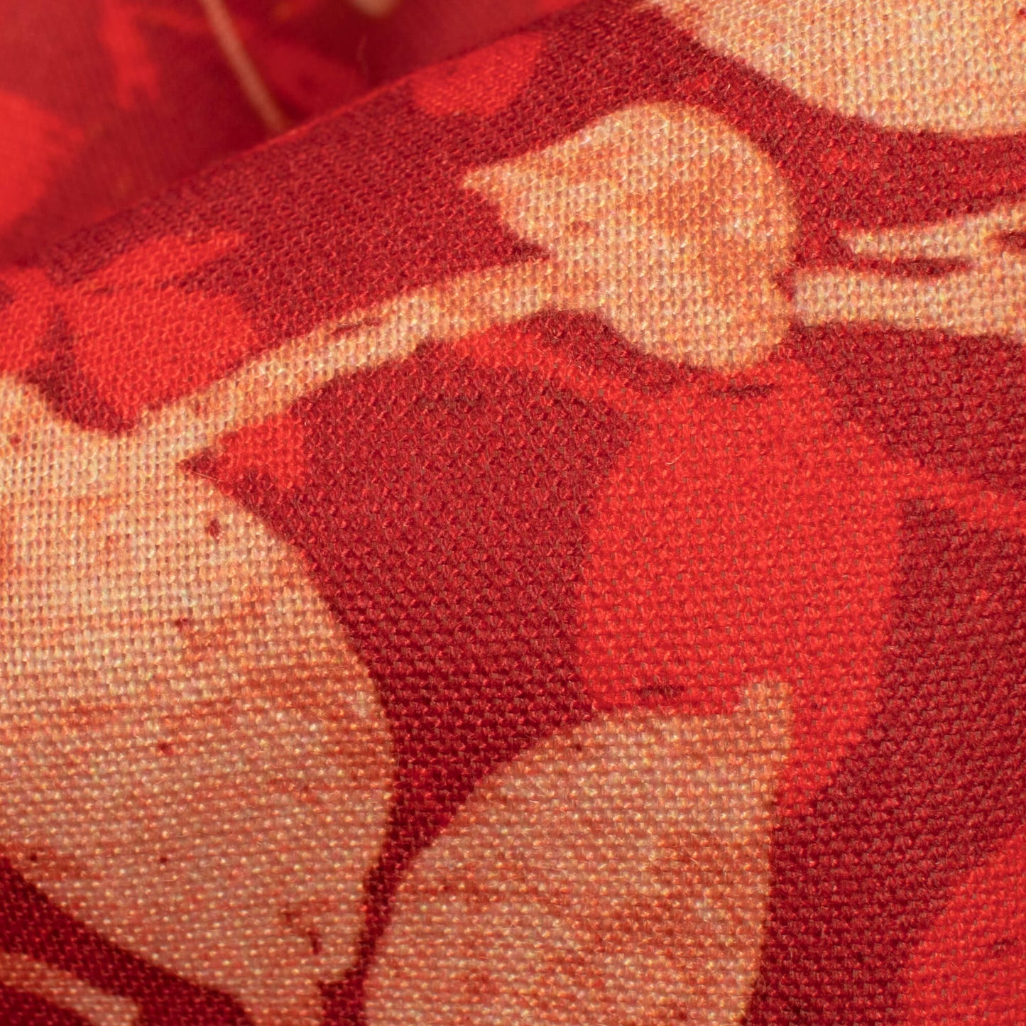 Vermilion Red And Beige Leaf Pattern Digital Print Rayon Fabric