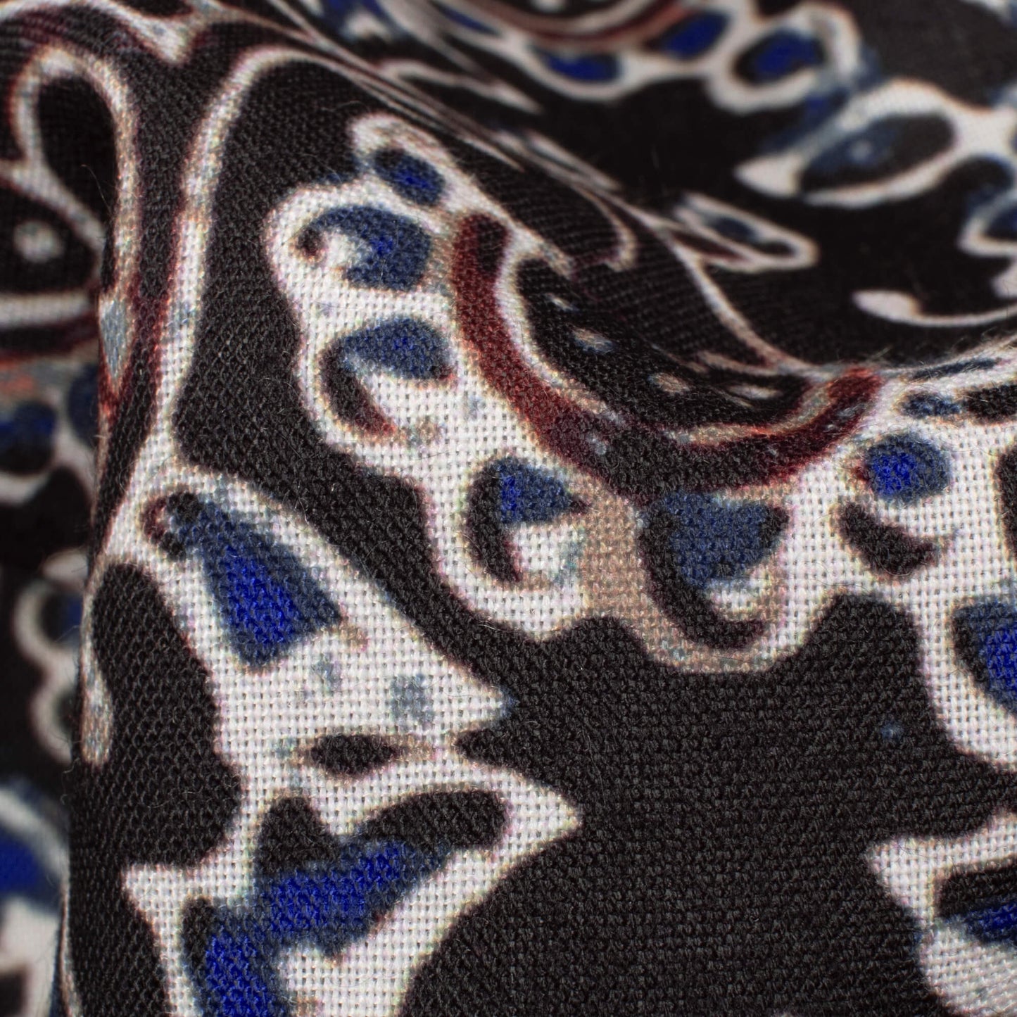 Black And Blue Ajrakh Pattern Digital Print Rayon Fabric