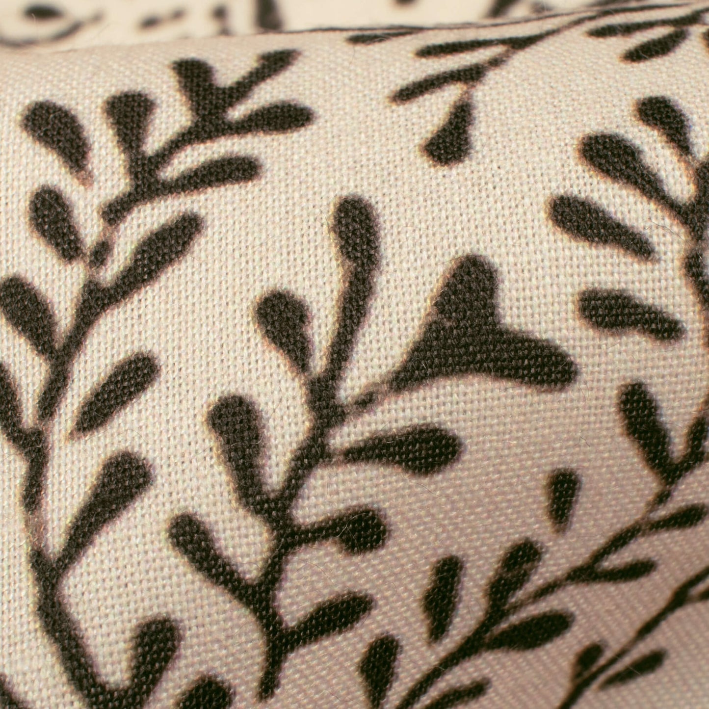 Oat Beige And Black Floral Pattern Digital Print Rayon Fabric