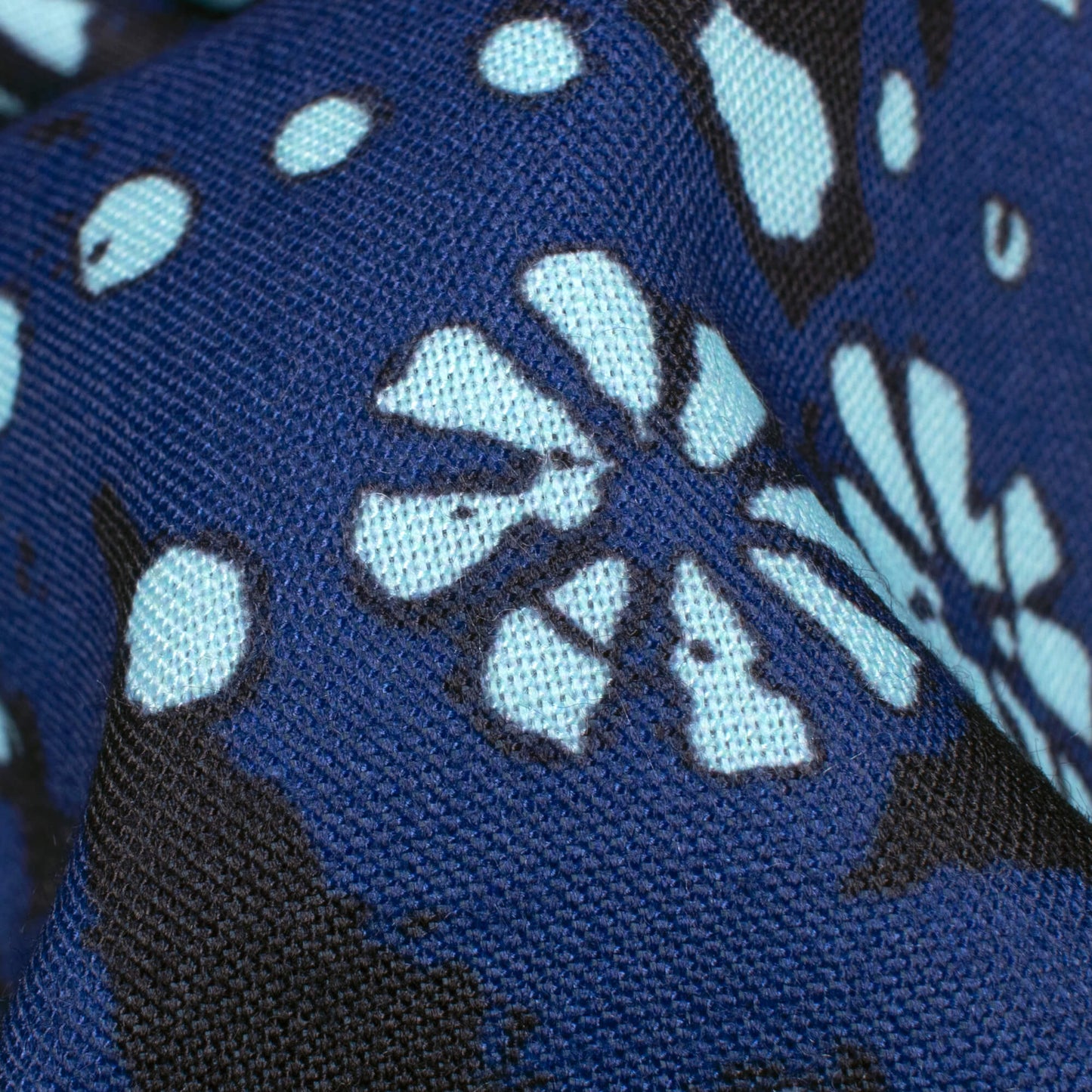 Yale Blue And Powder Blue Floral Pattern Digital Print Rayon Fabric