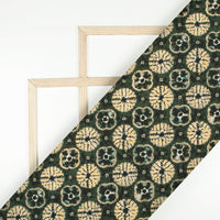 Fern Green And Yellow Shiiborii Pattern Digital Print Rayon Fabric