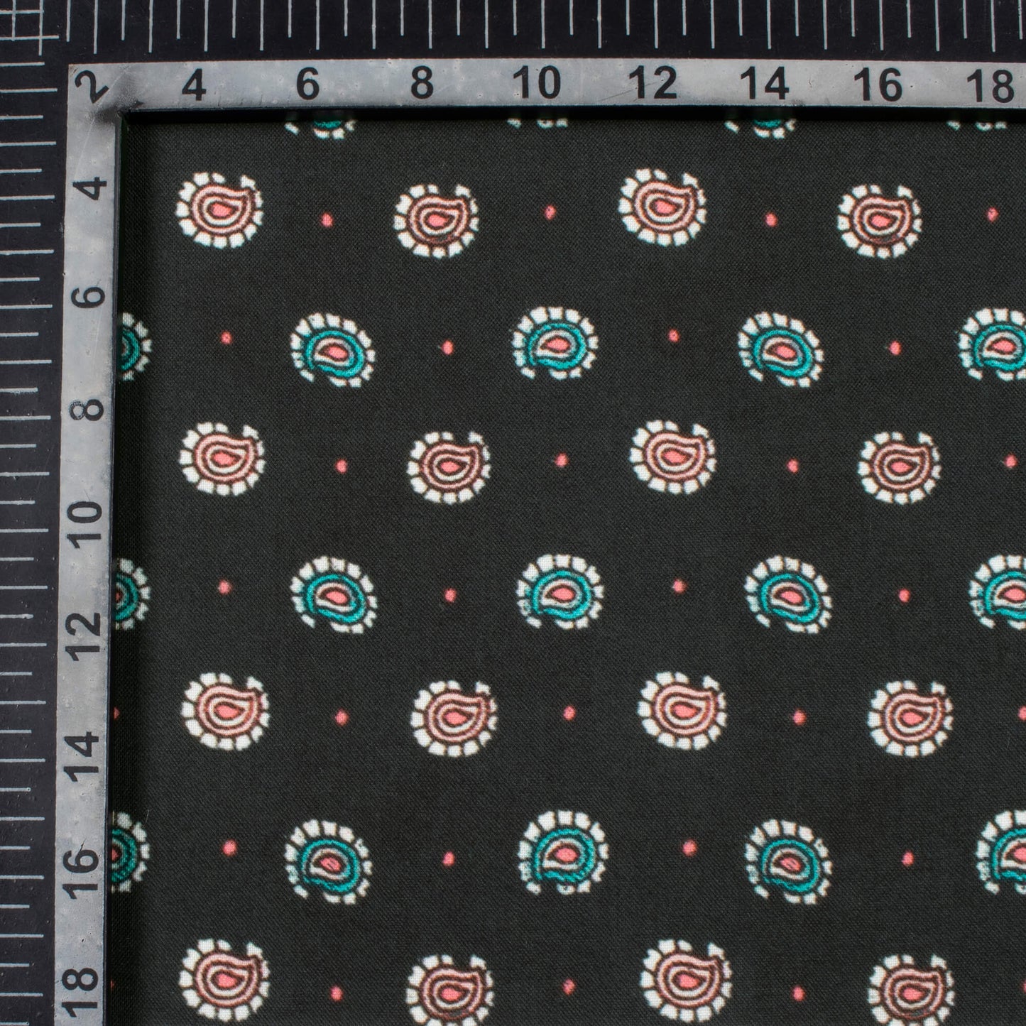 Black And Blue Paisley Pattern Digital Print Rayon Fabric