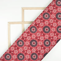 Raspberry Red And Black Traditional Pattern Digital Print Rayon Fabric
