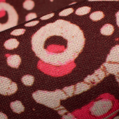 Walnut Brown And Punch Pink Geometric Pattern Digital Print Rayon Fabric