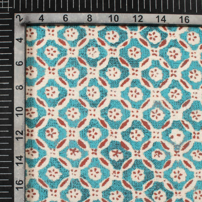 Stone Blue And Brown Traditional Pattern Digital Print Rayon Fabric