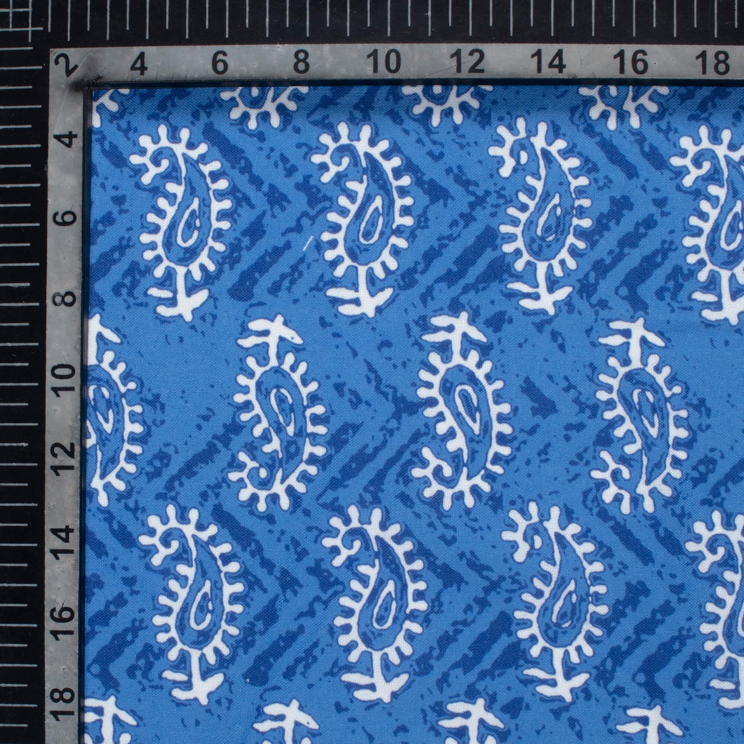 Blue And White Indigo Pattern Digital Print Rayon Fabric