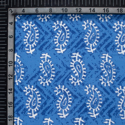 Blue And White Indiigo Pattern Digital Print Rayon Fabric