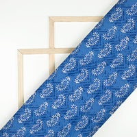 Blue And White Indiigo Pattern Digital Print Rayon Fabric