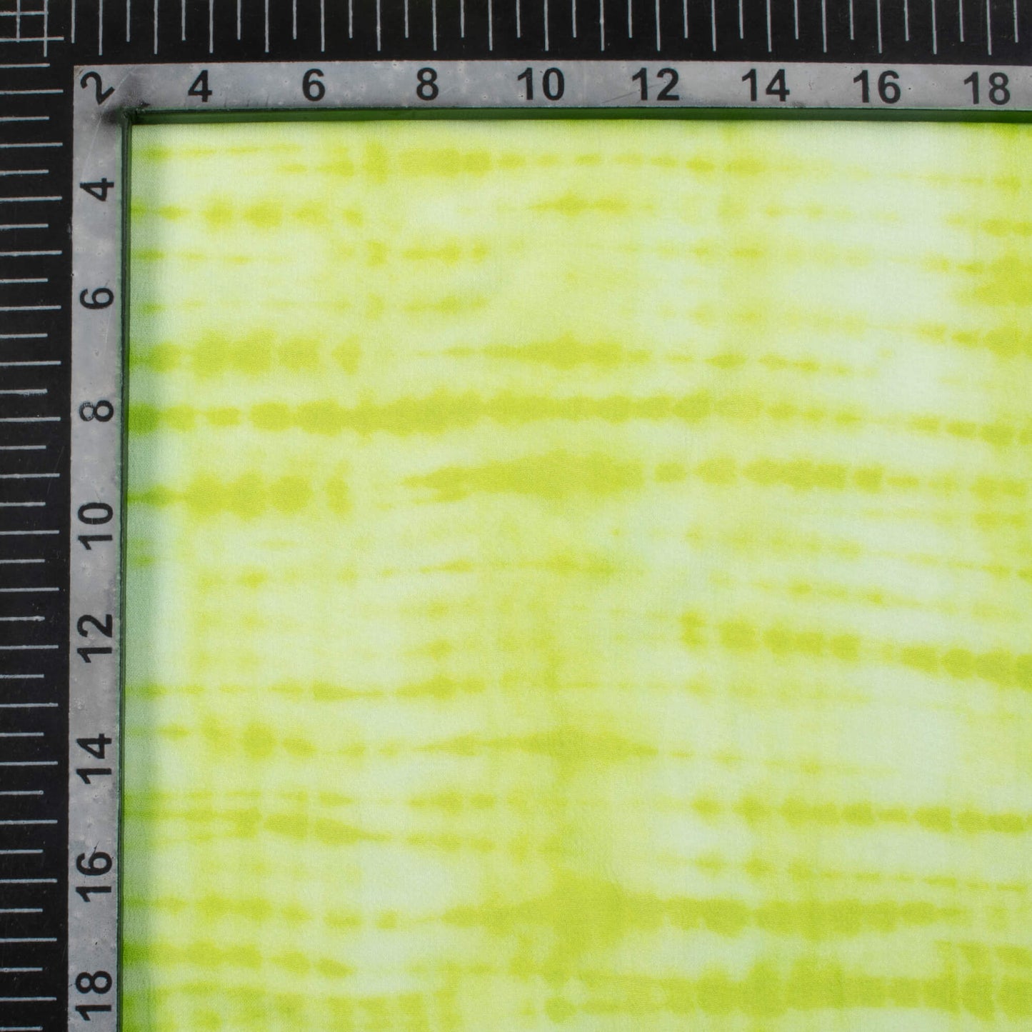 Lime Green And White Shibori Pattern Digital Print Pure Georgette Fabric