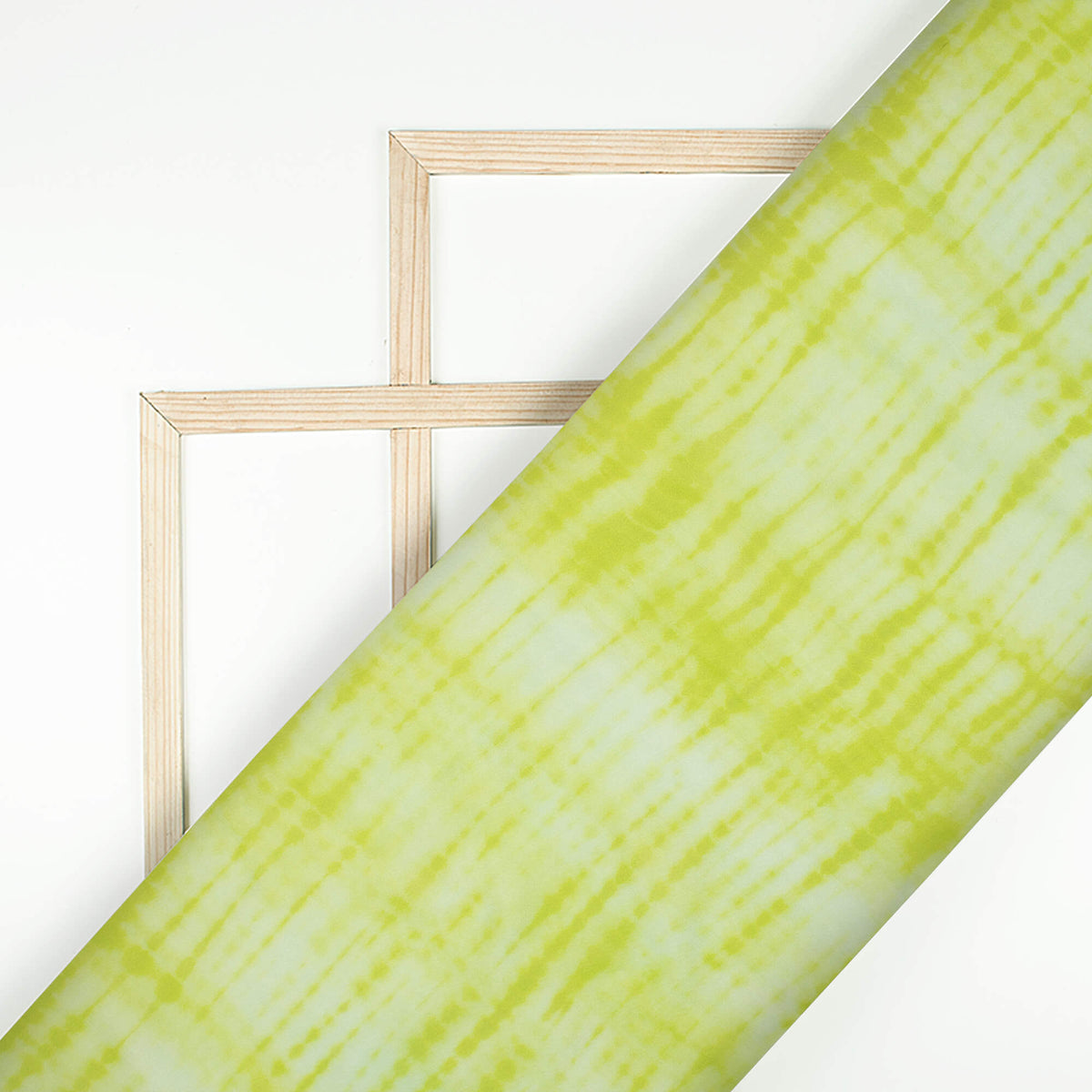 Lime Green And White Shibori Pattern Digital Print Pure Georgette Fabric