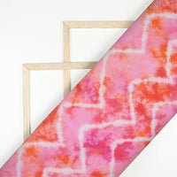 Taffy Pink And Orange Tye And Dye Pattern Digital Print Pure Georgette Fabric