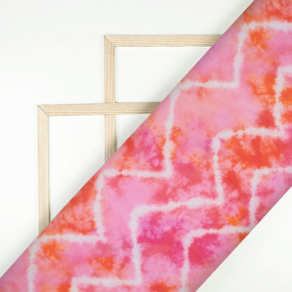 Taffy Pink And Orange Tye And Dye Pattern Digital Print Pure Georgette Fabric