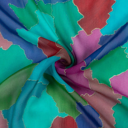 Multi-Color Abstract Pattern Digital Print Pure Georgette Fabric