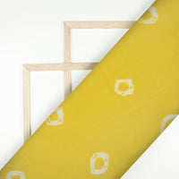 Medallion Yellow And White Shiiborii Pattern Digital Print Pure Georgette Fabric