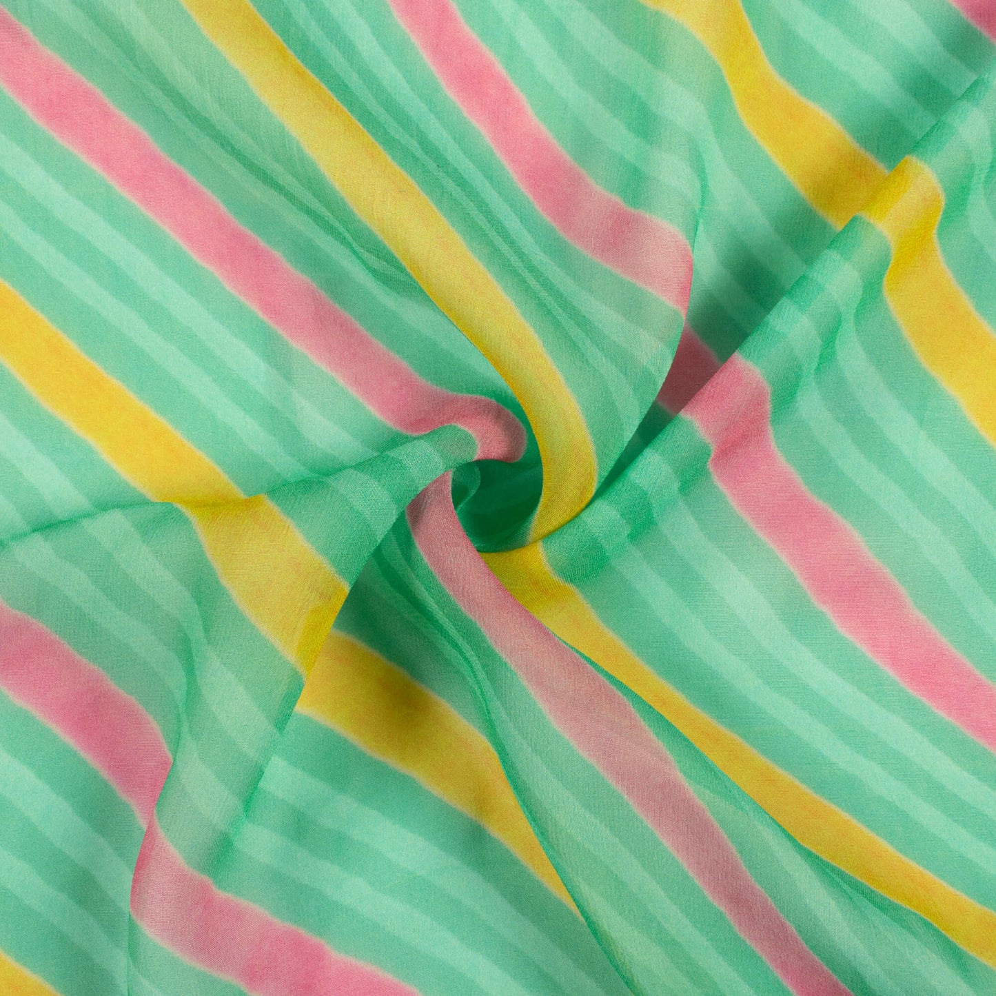 Pastel Green And Pink Leheriya Pattern Digital Print Pure Georgette Fabric