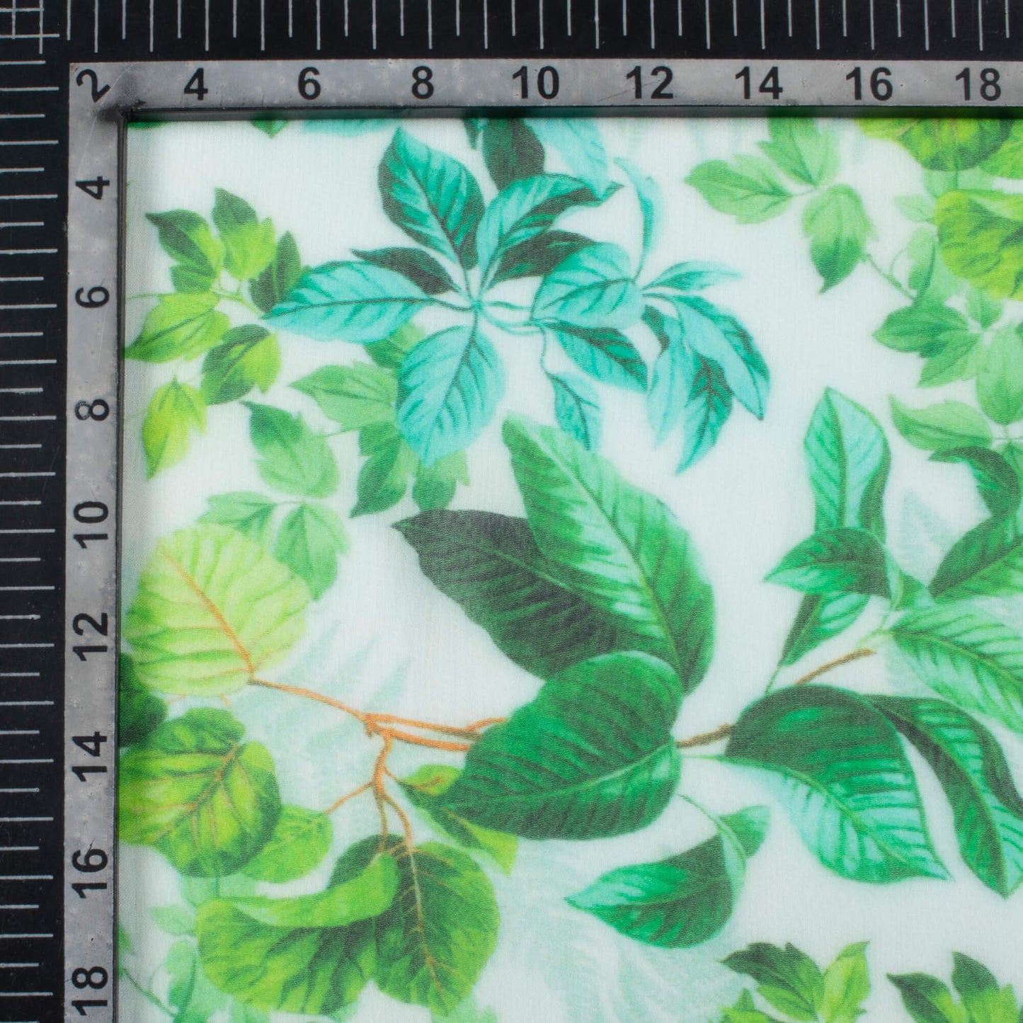 Green And White Floral Pattern Digital Print Pure Georgette Fabric