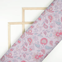 Blush Pink and Red Floral Pattern Digital Print Pure Georgette Fabric