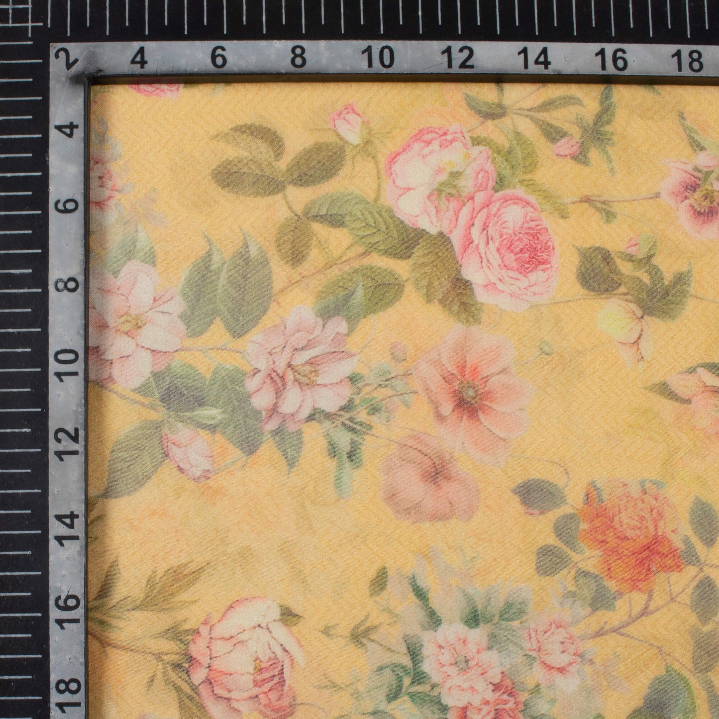 Dijon Yellow And Pink Floral Pattern Digital Print Pure Georgette Fabric