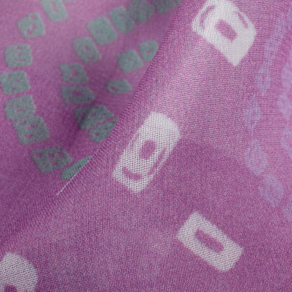 Lilac Purple And White Bandhanii Pattern Digital Print Pure Georgette Fabric