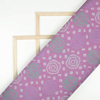 Lilac Purple And White Bandhanii Pattern Digital Print Pure Georgette Fabric