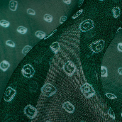 Sacramento Green And White Bandhanii Pattern Digital Print Pure Georgette Fabric