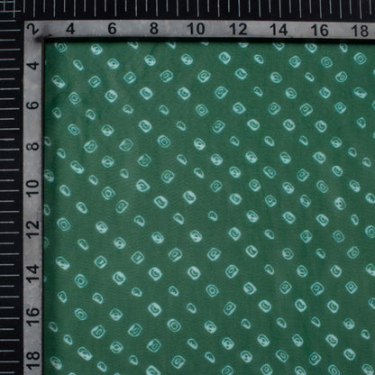 Sacramento Green And White Bandhanii Pattern Digital Print Pure Georgette Fabric