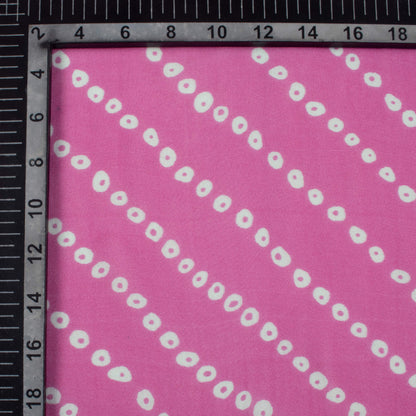 Taffy Pink And White Bandhanii Pattern Digital Print Pure Georgette Fabric