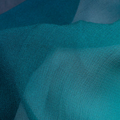 Navy Blue And Turquoise Ombre Pattern Digital Print Pure Georgette Fabric