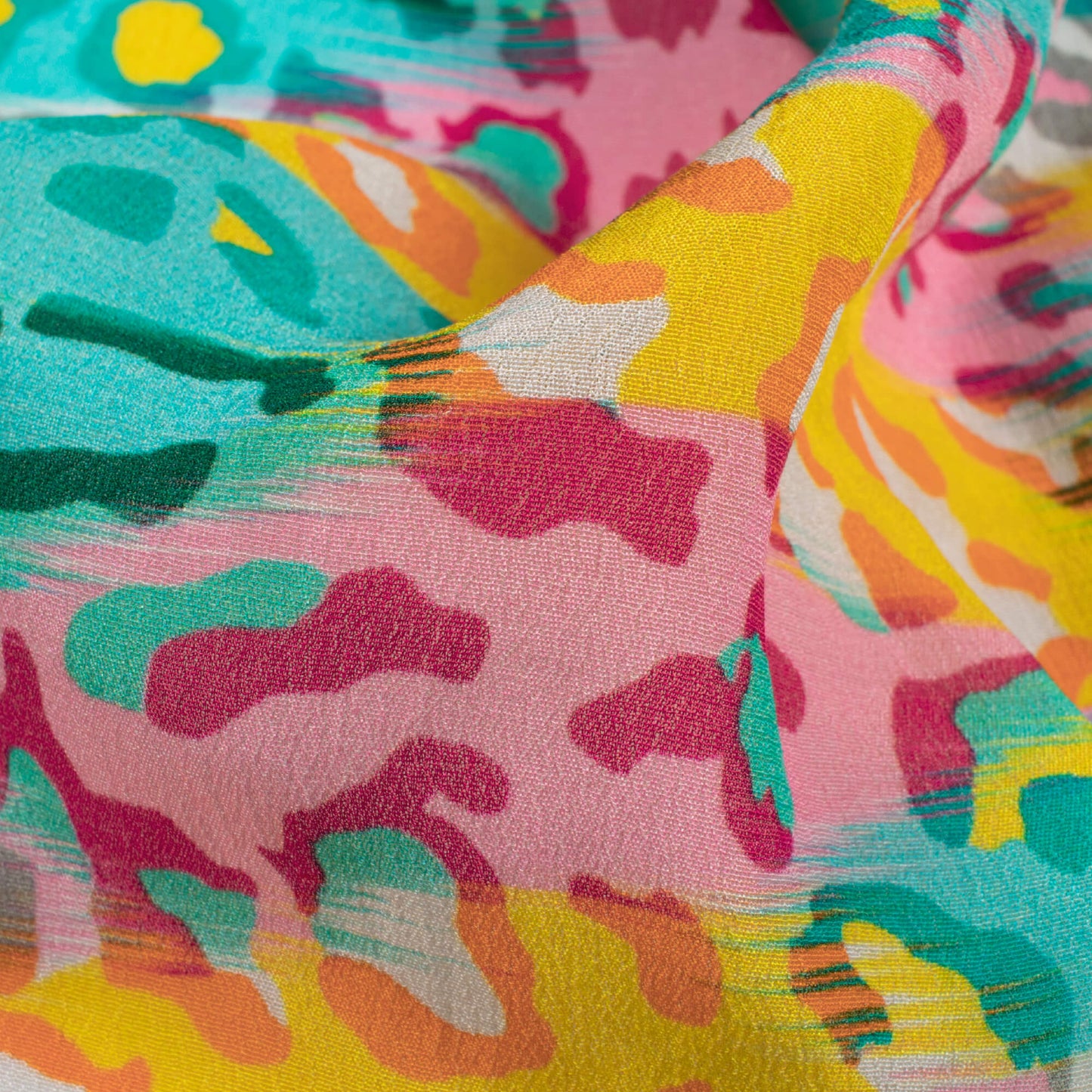 Multi-Color Animal Pattern Digital Print Viscose Natural Crepe Fabric