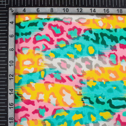 Multi-Color Animal Pattern Digital Print Viscose Natural Crepe Fabric