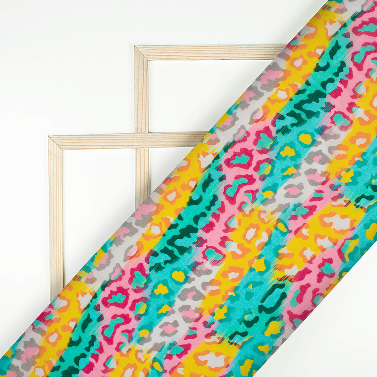 Multi-Color Animal Pattern Digital Print Viscose Natural Crepe Fabric