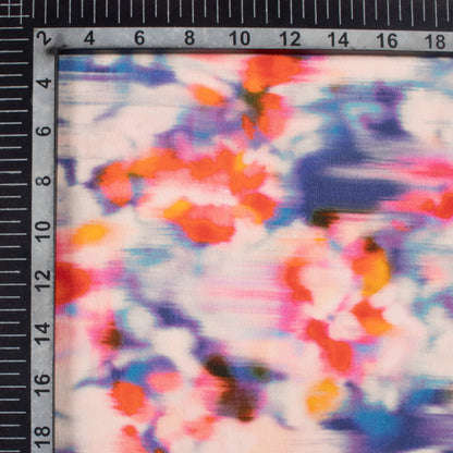 Red And Berry Blue Tye And Dye Pattern Digital Print Viscose Natural Crepe Fabric