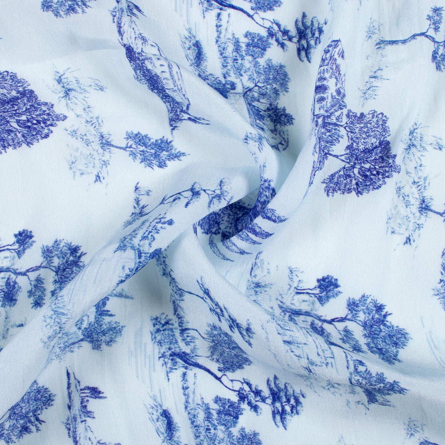 Navy Blue Quirky Pattern Digital Print Viscose Natural Crepe Fabric