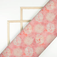 Flamingo Pink And Sand Beige Shiiborii Pattern Digital Print Viscose Natural Crepe Fabric