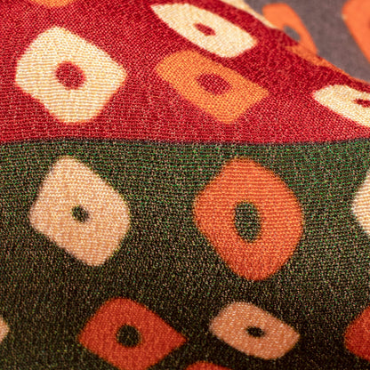 Blood Red And Cream Bandhanii Pattern Digital Print Viscose Natural Crepe Fabric