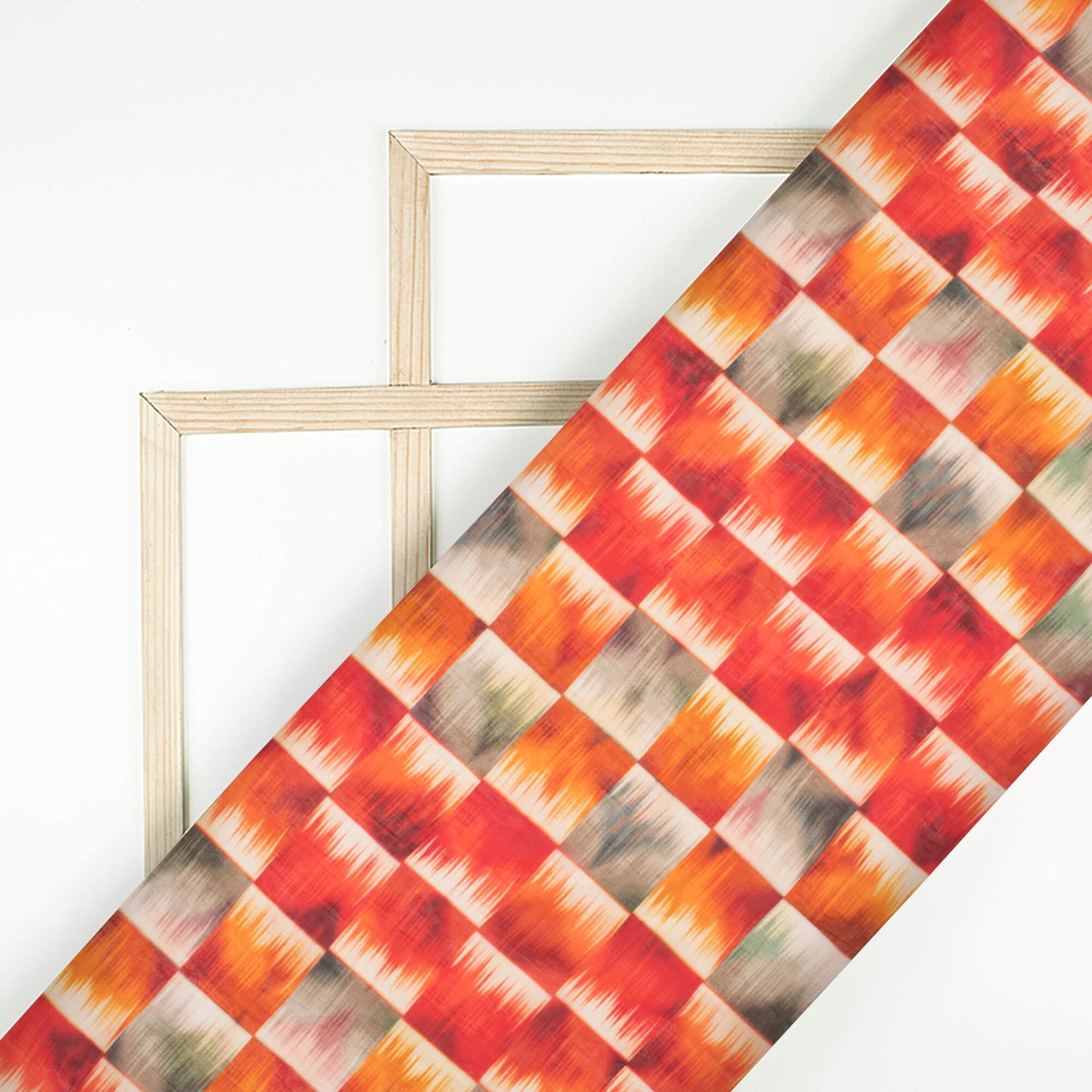Red And Grey Checks Pattern Digital Print Viscose Paper Silk Fabric