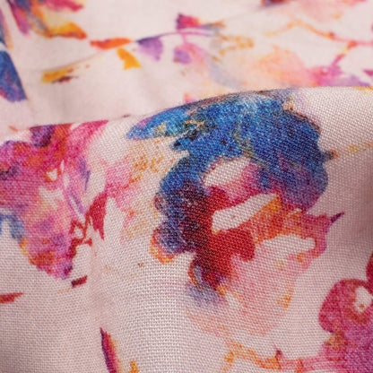 Pastel Pink And Sangria Purple Floral Pattern Digital Print Viscose Rayon Fabric (Width 58 Inches)