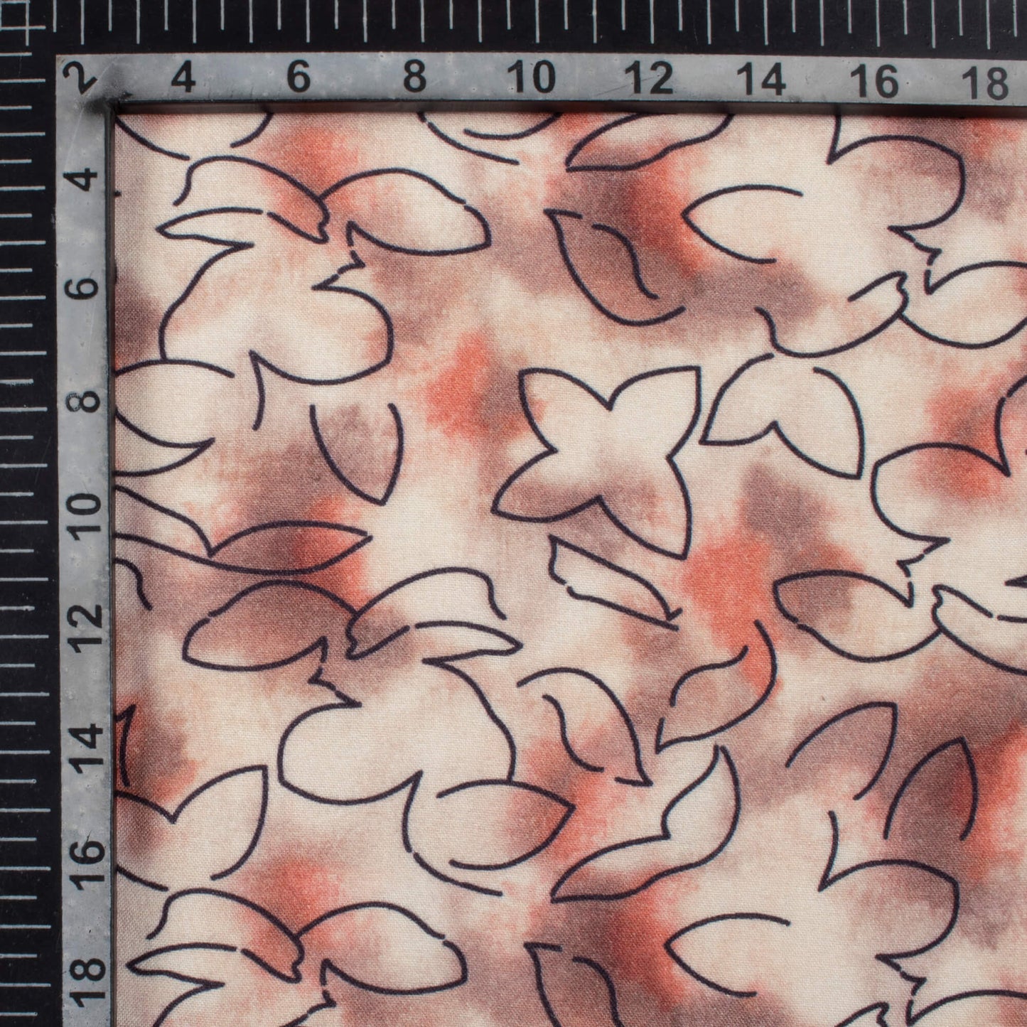 Off White And Brown Abstract Pattern Digital Print Viscose Rayon Fabric (Width 58 Inches)