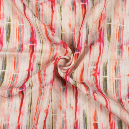 Sangria Red And Fern Green Abstract Pattern Digital Print Viscose Rayon Fabric (Width 58 Inches)