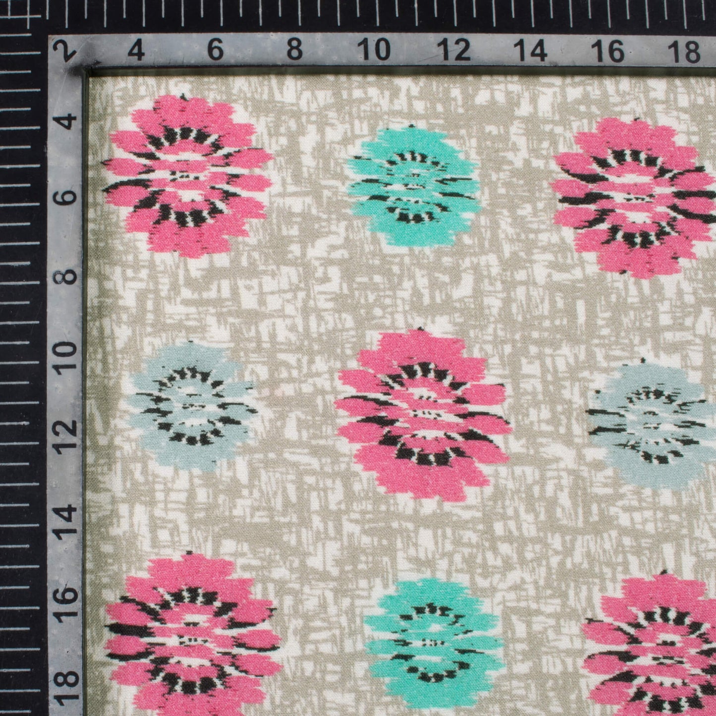 Trout Grey And Taffy Pink Geometric Pattern Digital Print Viscose Rayon Fabric (Width 58 Inches)