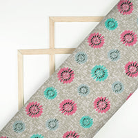 Trout Grey And Taffy Pink Geometric Pattern Digital Print Viscose Rayon Fabric (Width 58 Inches)