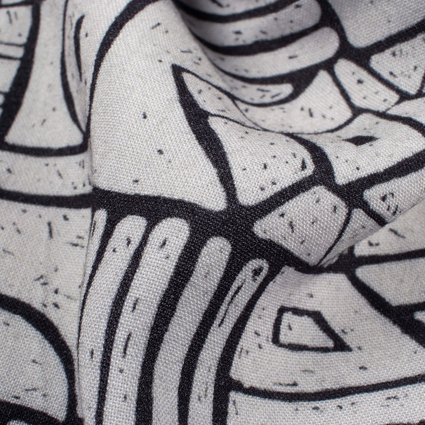White And Black Geometric Pattern Digital Print Viscose Rayon Fabric (Width 58 Inches)