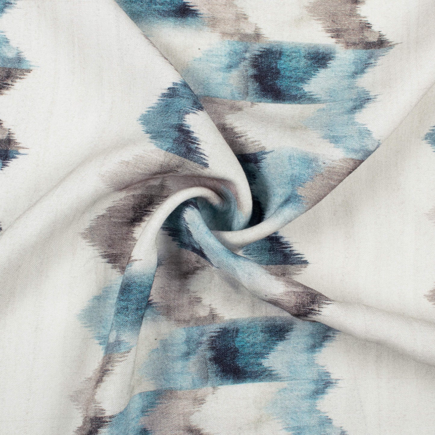 White And Stone Blue Chevron Pattern Digital Print Viscose Rayon Fabric (Width 58 Inches)